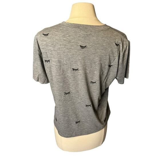 Current Air Eyelash Embroidered Crop Top Gray Tee Shirt Small - Picture 5 of 8